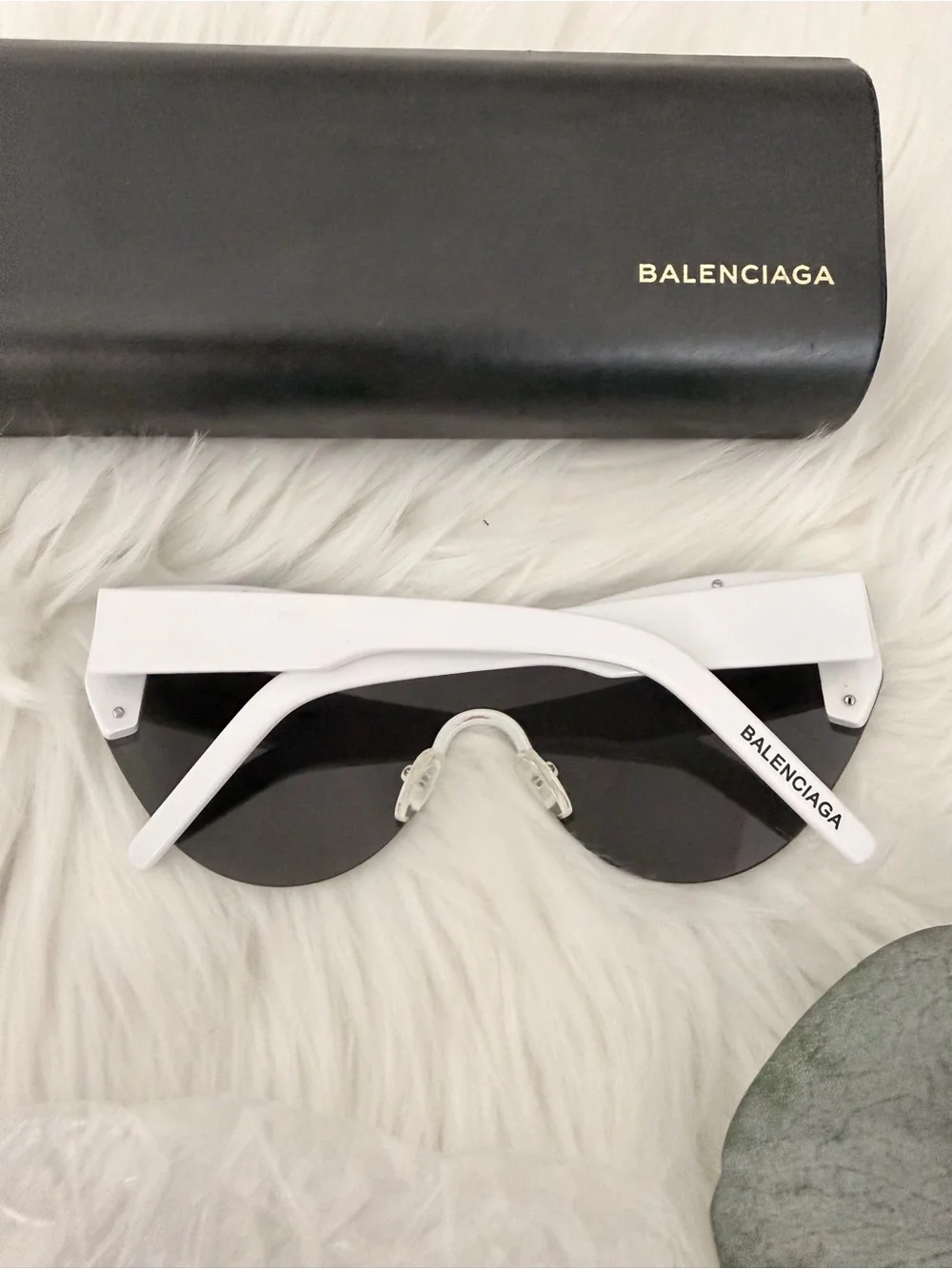 Balenciaga Shield Sunglasses in Black with White Accents